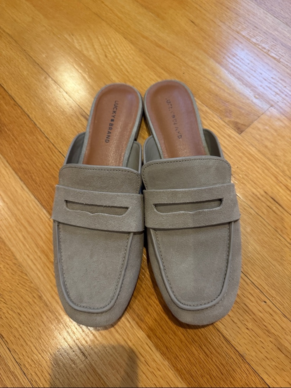 Lucky Brand Taupe Suede Slip-On Mules size 8.5